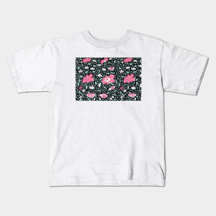 Pink Floral Design Kids T-Shirt